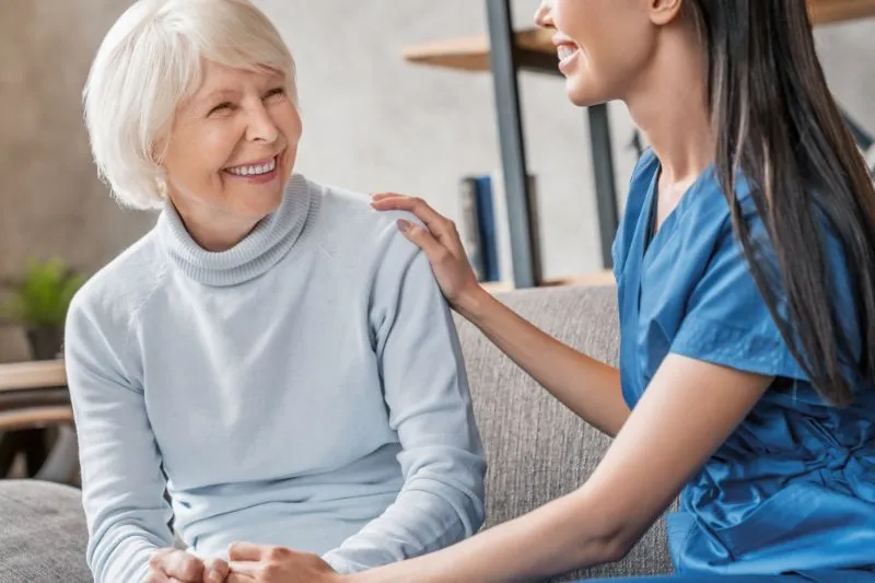 Carer Comforting Lady - Live-in Care